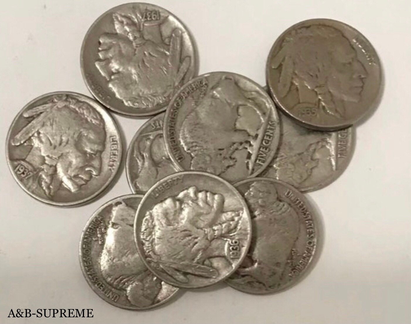 Buffalo Nickels With Dates 9 Per Lot Grab Bag