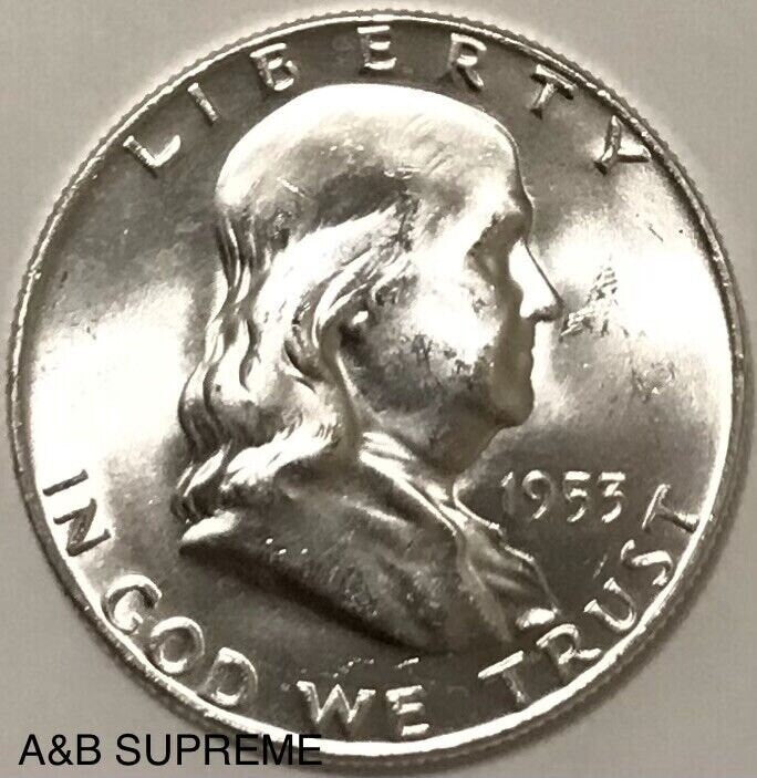 1953 D Franklin Half Dollar Gem Bu Uncirculated 90% Silver