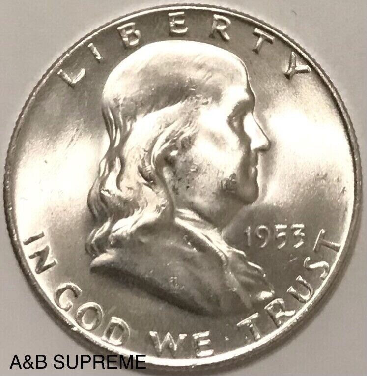 1953 D Franklin Half Dollar Gem Bu Uncirculated 90% Silver