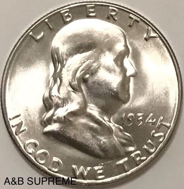 1954 S Franklin Half Dollar Gem Bu Uncirculated 90% Silver
