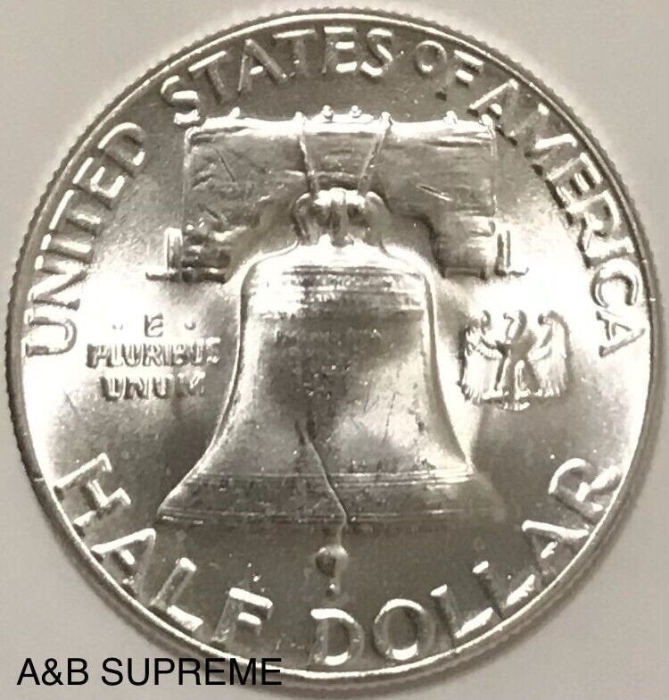 1954 Franklin Half Dollar Uncirculated Gem Bu 90% Silver