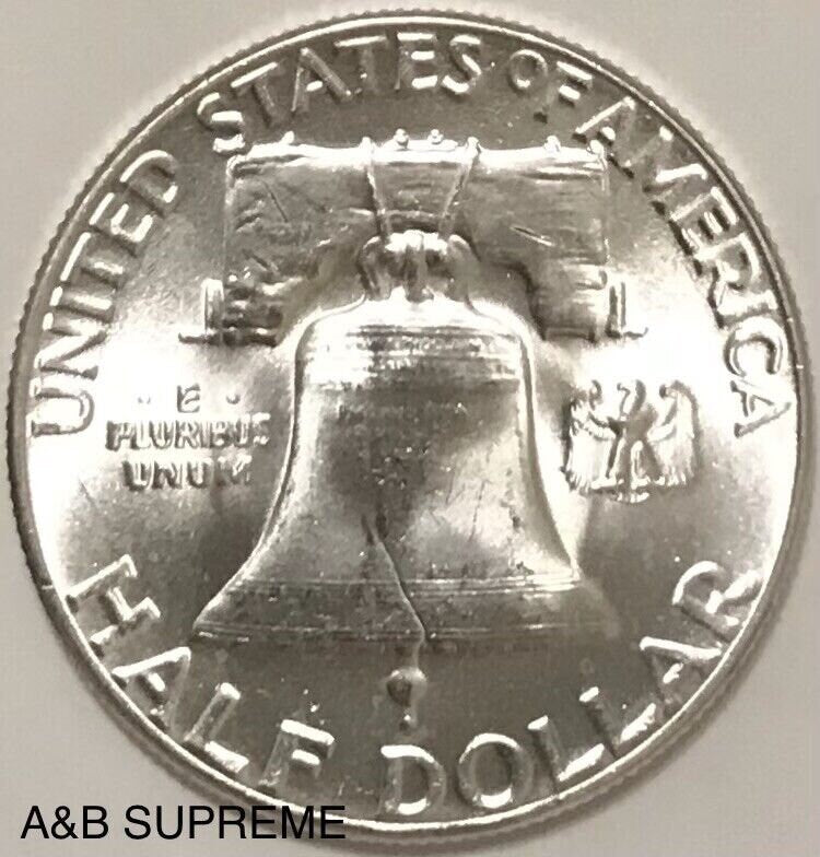 1954 Franklin Half Dollar Uncirculated Gem Bu 90% Silver
