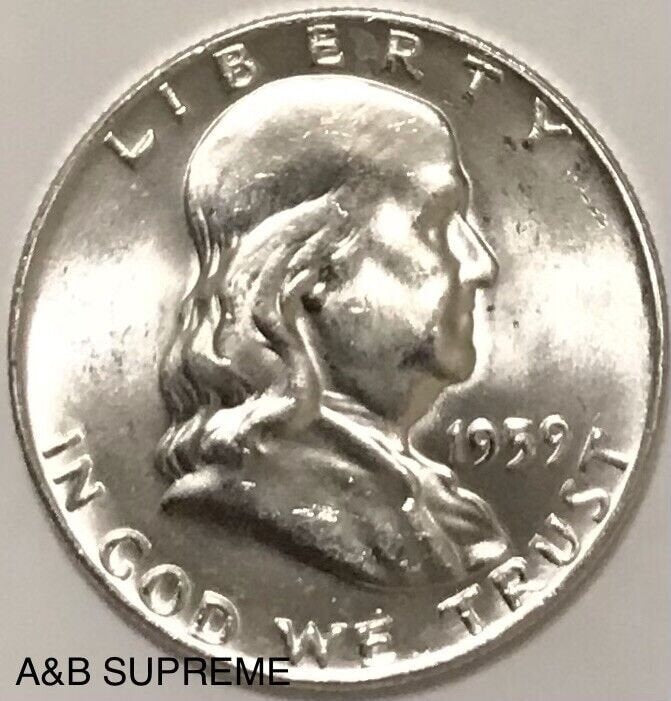 1959 D Franklin Half Dollar Uncirculated Gem Bu 90% Silver