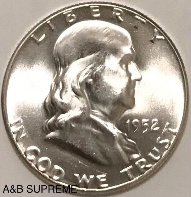 1952 Franklin Half Dollar Gem Bu Uncirculated 90% Silver