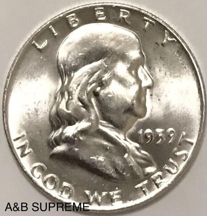 1959 D Franklin Half Dollar Uncirculated Gem Bu 90% Silver