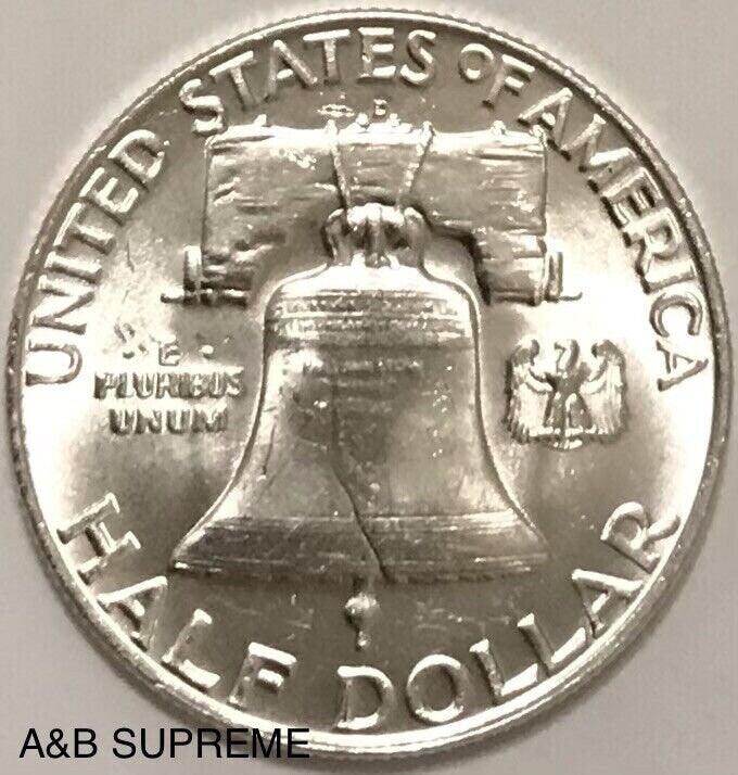 1959 D Franklin Half Dollar Uncirculated Gem Bu 90% Silver