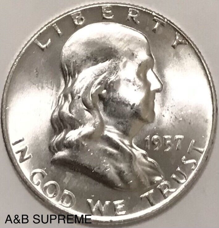1957 D Franklin Half Dollar Gem Bu Uncirculated 90% Silver