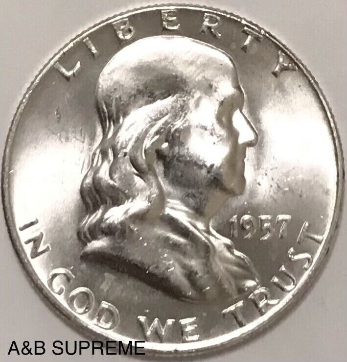 1957 D Franklin Half Dollar Gem Bu Uncirculated 90% Silver