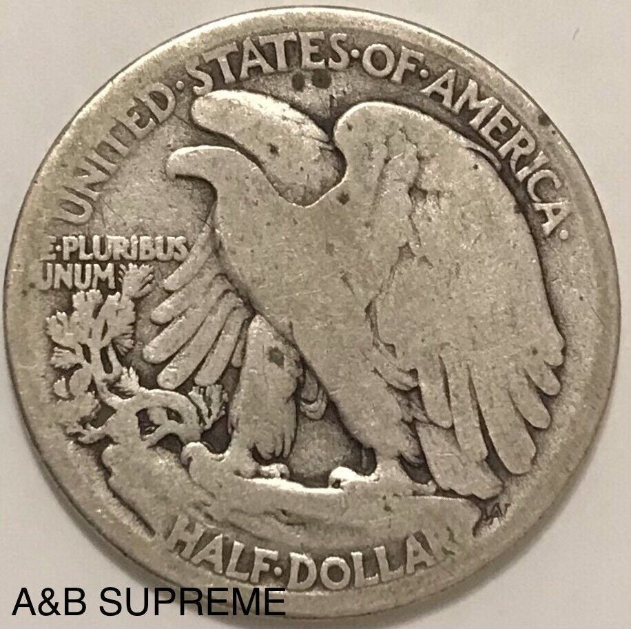 1917 D Walking Liberty Half Dollar Obverse Mintmark Good GD 90% Silver