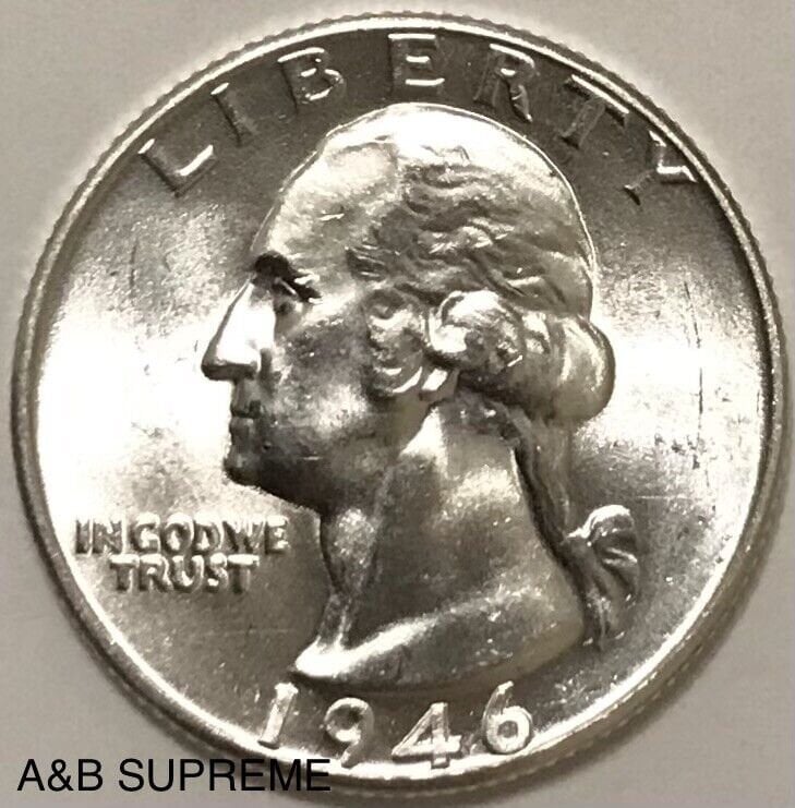 1946 P* Washington Quarter Superb Gem Bu MS* Fresh From Original Roll*