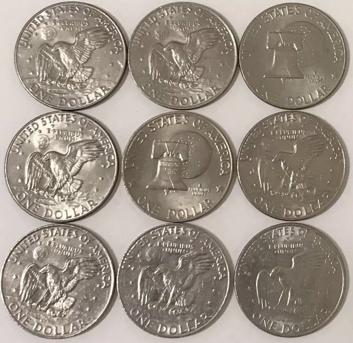 Eisenhower Dollars 9 Coins Per Lot Grab Bag
