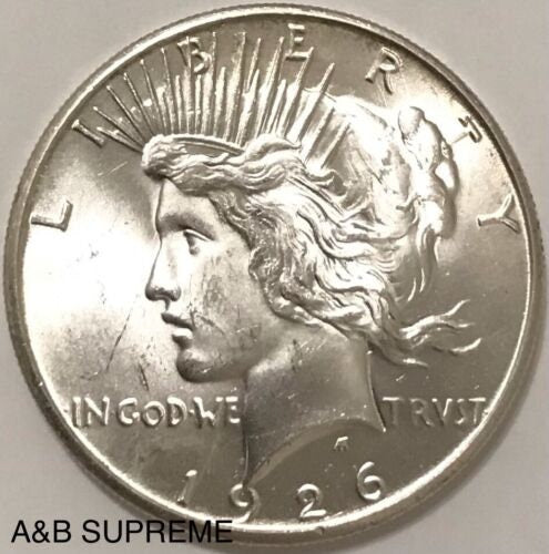 1926 S Peace Dollar Strong Mint Luster Gem Bu Uncirculated 90% Silver