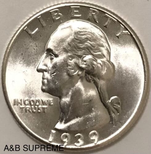 1939 D Washington Quarter Gem Bu Uncirculated 90% Silver