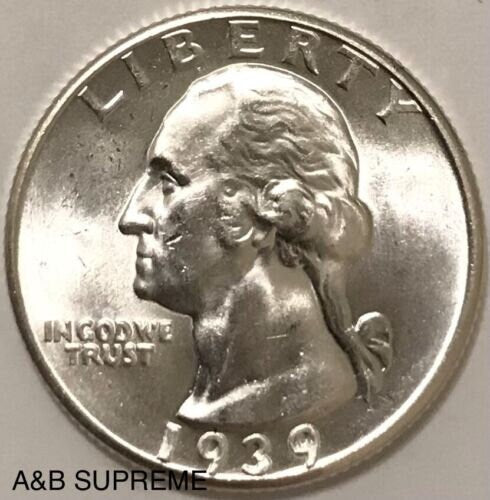 1939 D Washington Quarter Gem Bu Uncirculated 90% Silver