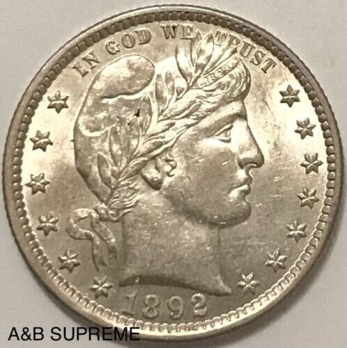 1892 Barber Quarter Bu-Gem Uncirculated 90% Silver