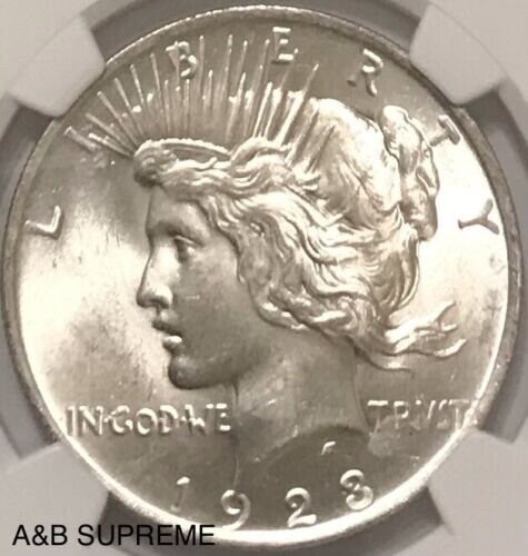 1923 Peace Dollar NGC MS 63 With Strong Mint Luster