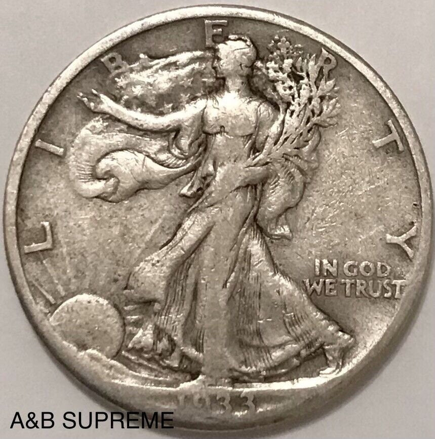 1933 S Walking Liberty Half Dollar Very Fine VF 90% Silver