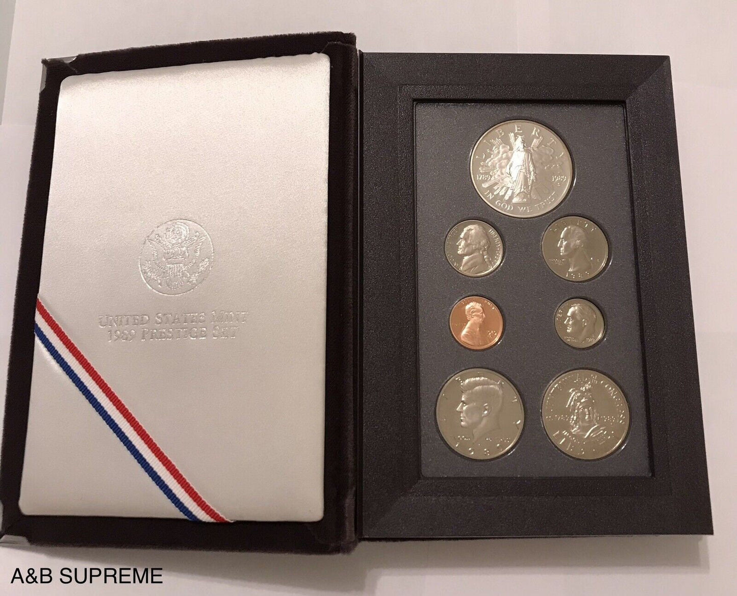 1989 S Prestige Proof Set Congress Bicentennial 90% Silver Dollar With COA