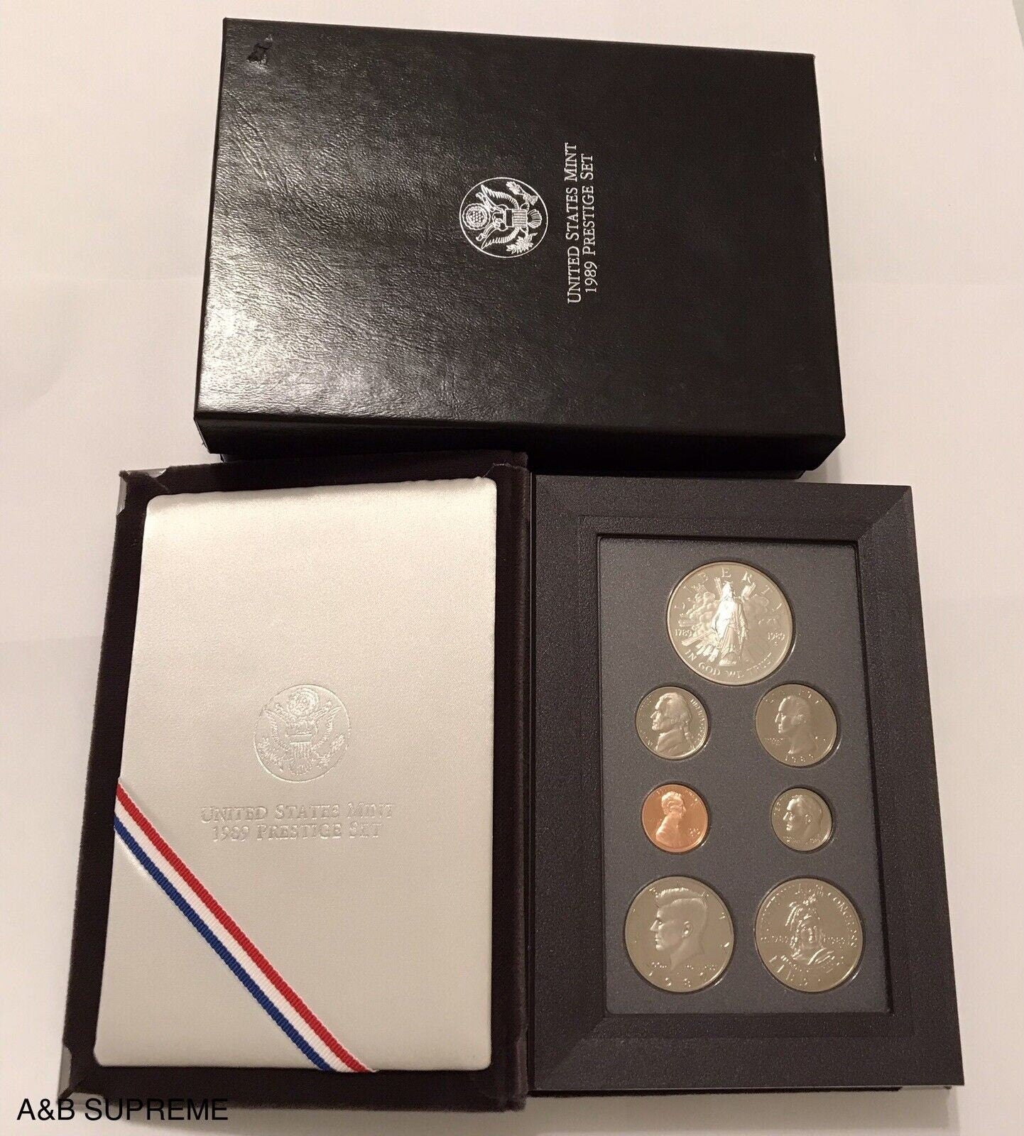 1989 S Prestige Proof Set Congress Bicentennial 90% Silver Dollar With COA