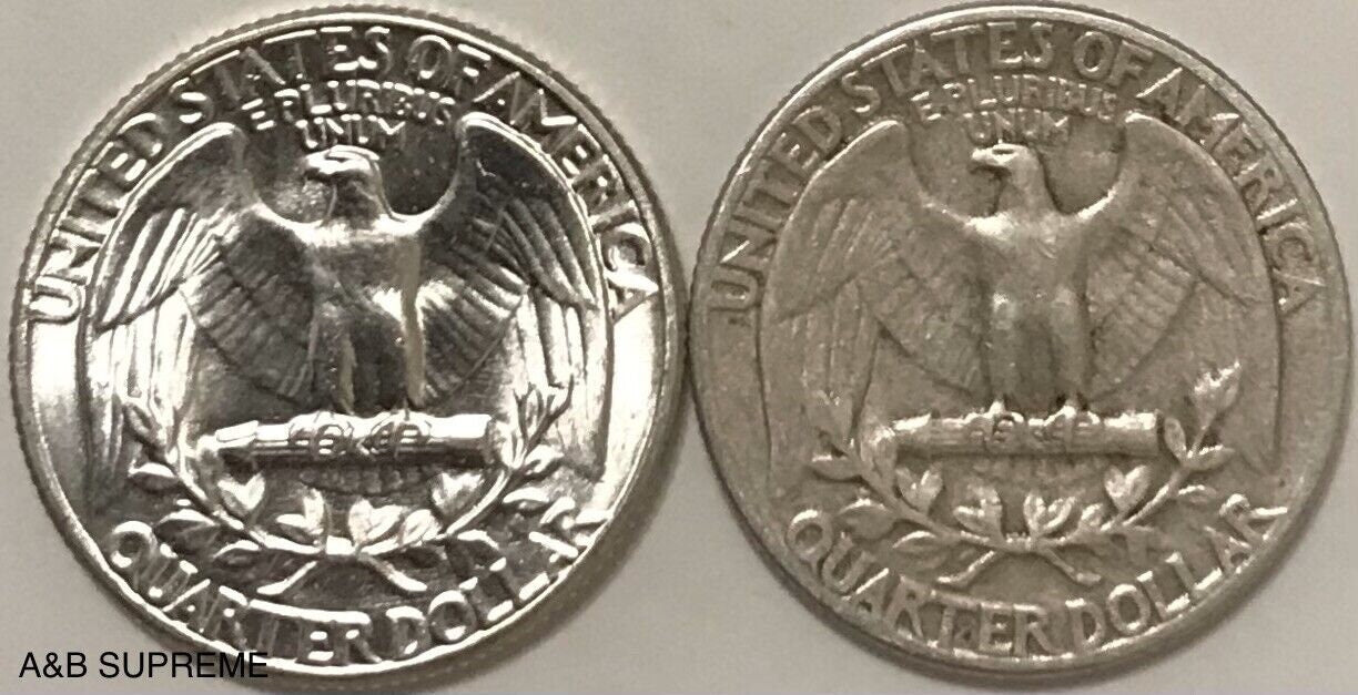 2) 1932-1964 Washington Quarter Gem Bu Uncirculated & Average Circulated 90% Silver