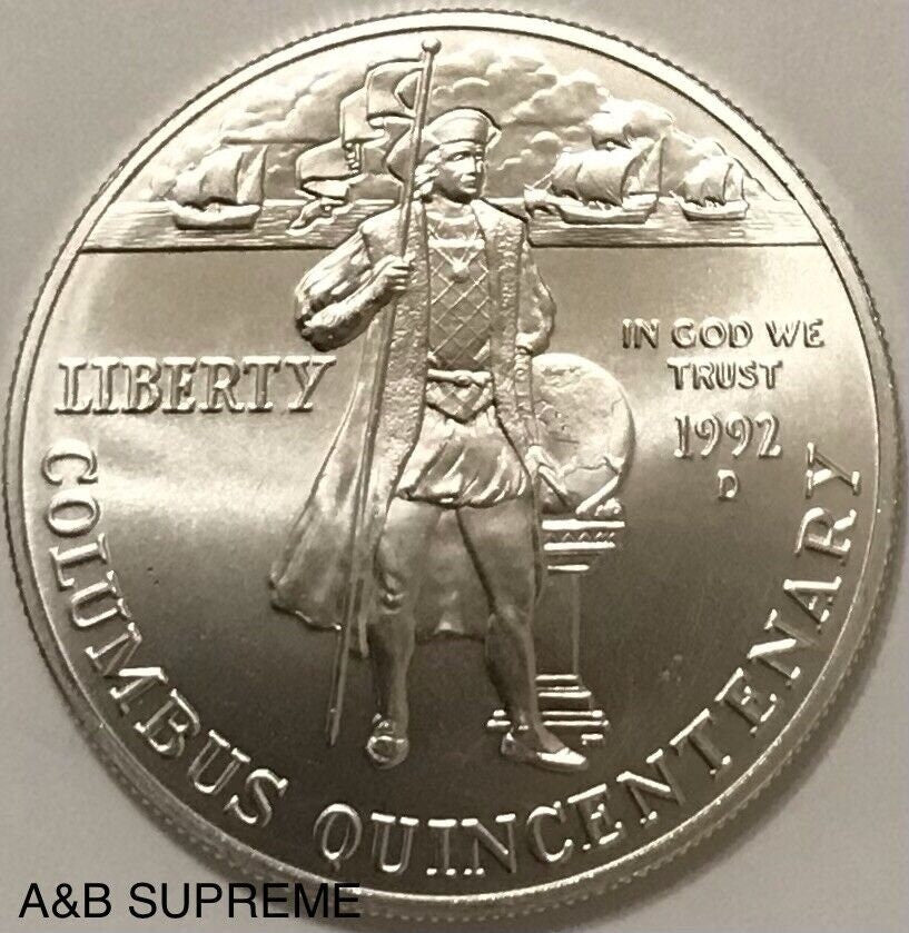 1992 D Columbus Quincentenary Commemorative Gem Bu Uncirculated Dollar 90% Silver