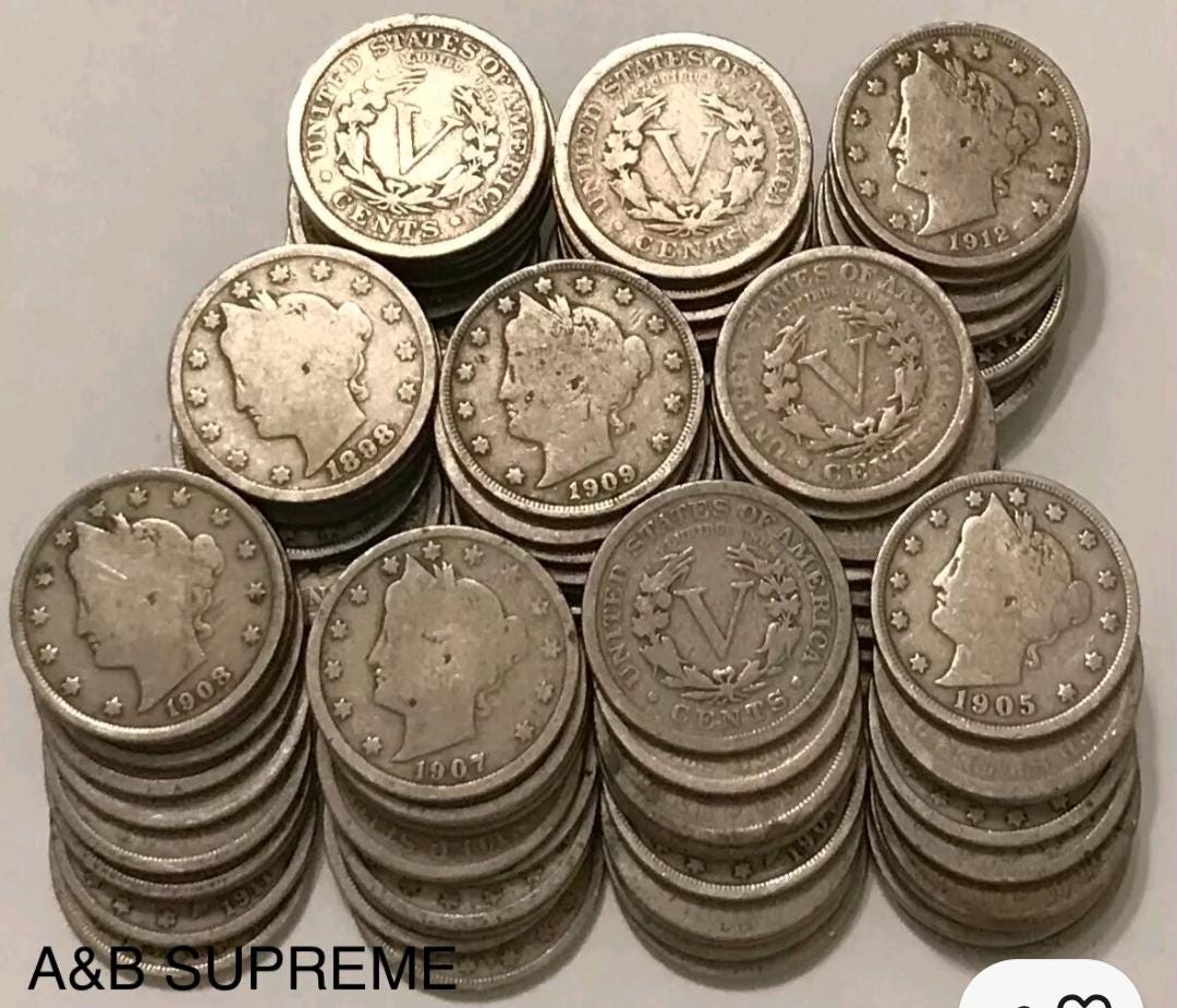 Huge Collection Of 100 Liberty V Nickels Good To Fine Estate Sale Lot