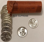 One (1) 1932-1964 Washington Quarter From OBW Roll Estate Hoard Choice-Gem Bu Uncirculated 90% Silver