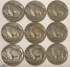 Buffalo Nickels With Dates 9 Per Lot Grab Bag