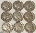 Buffalo Nickels With Dates 9 Per Lot Grab Bag