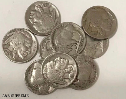 Buffalo Nickels With Dates 9 Per Lot Grab Bag