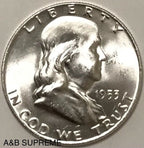 1953 D Franklin Half Dollar Gem Bu Uncirculated 90% Silver