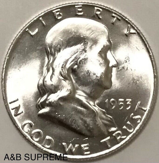 1953 D Franklin Half Dollar Gem Bu Uncirculated 90% Silver