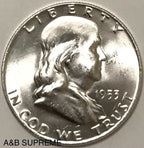 1953 D Franklin Half Dollar Gem Bu Uncirculated 90% Silver