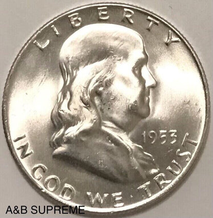 1953 D Franklin Half Dollar Gem Bu Uncirculated 90% Silver