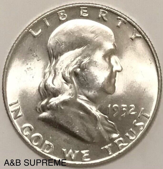 1952 D Franklin Half Dollar Gem Bu Uncirculated 90% Silver