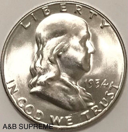 1954 S Franklin Half Dollar Gem Bu Uncirculated 90% Silver