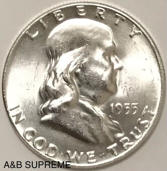 1955 Franklin Half Dollar "Bugs Bunny" Gem Bu Uncirculated 90% Silver
