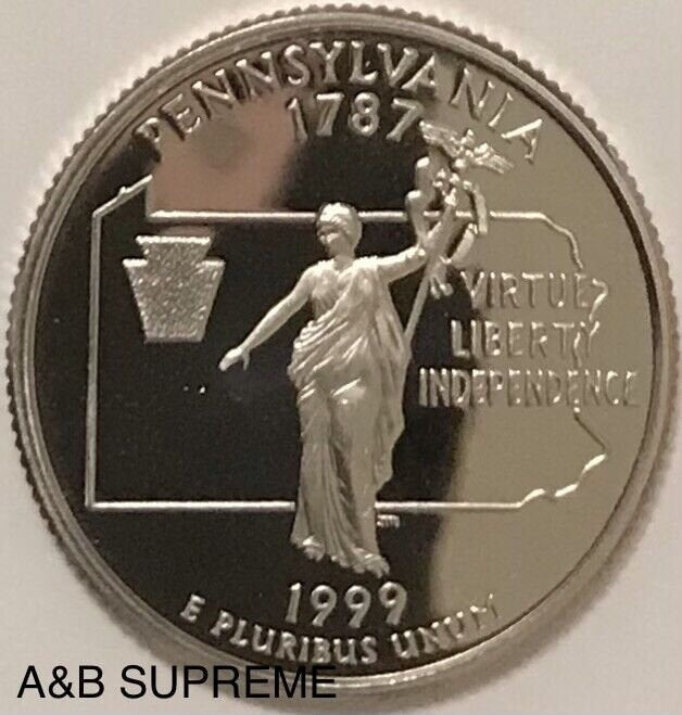 1999 S State Quarter Pennsylvania Deep Cameo Clad Gem Proof
