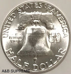 1954 Franklin Half Dollar Uncirculated Gem Bu 90% Silver