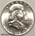 1959 D Franklin Half Dollar Uncirculated Gem Bu 90% Silver