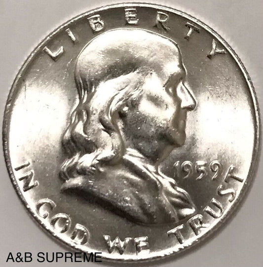 1959 Franklin Half Dollar Gem Bu Uncirculated 90% Silver