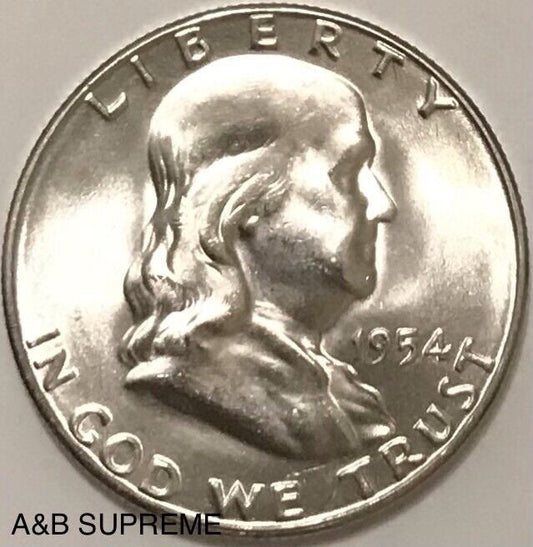 1954 S Franklin Half Dollar Gem Bu Uncirculated 90% Silver