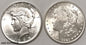 Morgan & Peace Dollars Gem Bu Uncirculated (2) Coins 90% Silver