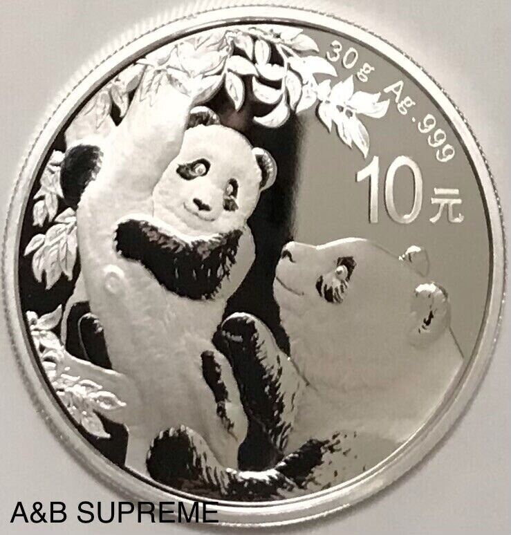 2021 Chinese Panda 10 Yuan 30 Gram .999 Fine Silver Superb Gem Bu Proof Like