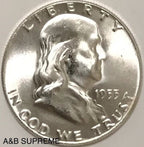 1955 Franklin Half Dollar Gem Bu Uncirculated 90% Silver