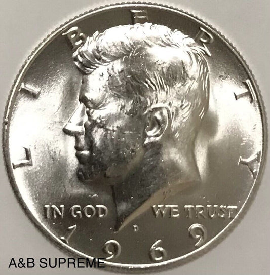 1969 D Kennedy Half Dollar Gem Bu Uncirculated 40% Silver