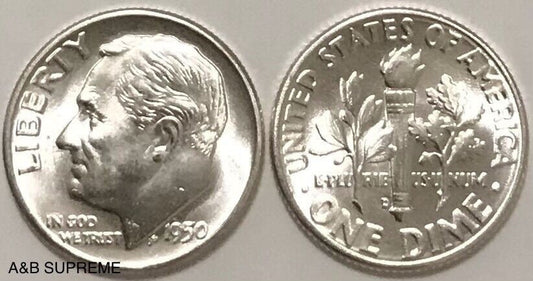 2) 1946-1964 Roosevelt Dimes Gem Bu Uncirculated 90% Silver