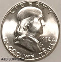 1952 Franklin Half Dollar Gem Bu Uncirculated 90% Silver