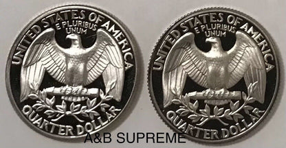 1979 S Washington Quarter Dollar Type 1 and 2 Filled & Clear S Clad Gem Proof