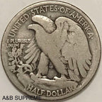1918 Walking Liberty Half Dollar Very Good VG 90% Silver